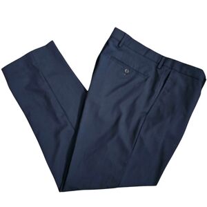 Banana Republic Mens Slim Fit 36x30 Blue Flat Front Dress Pants Stretch Checked